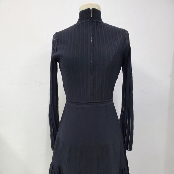 Reiss CLEMMY SHEER STRIPE KNITTED DRESS Black - Picture 6 of 10